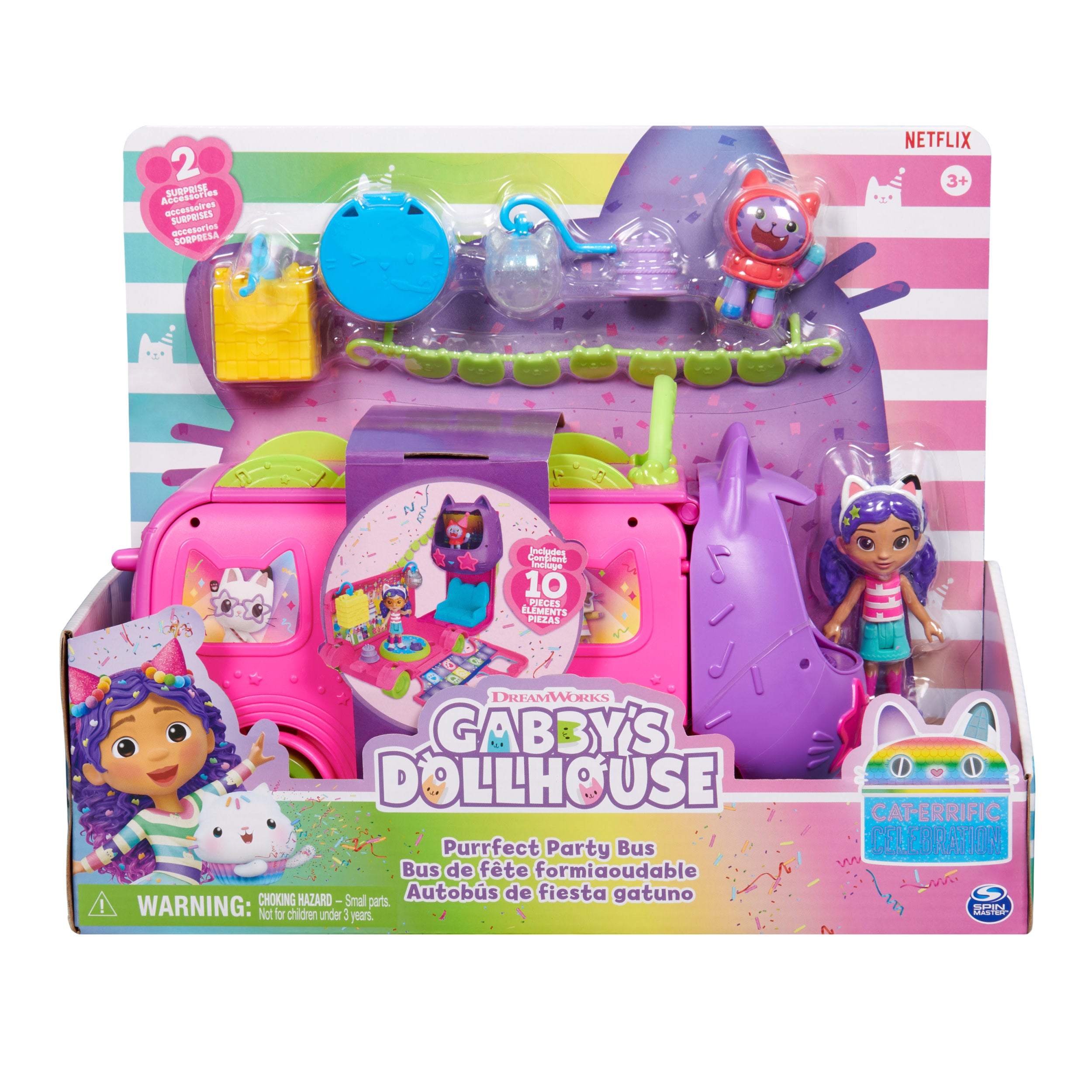 Gabby’s Dollhouse Celebration Party Bus Playset With Gabby & Dj Catnip Figures And Accessories
