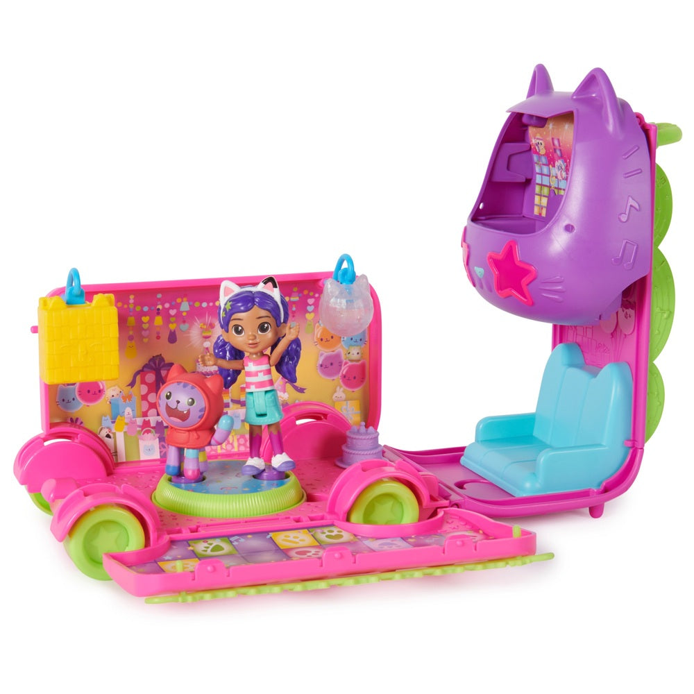 Gabby’s Dollhouse Celebration Party Bus Playset With Gabby & Dj Catnip Figures And Accessories