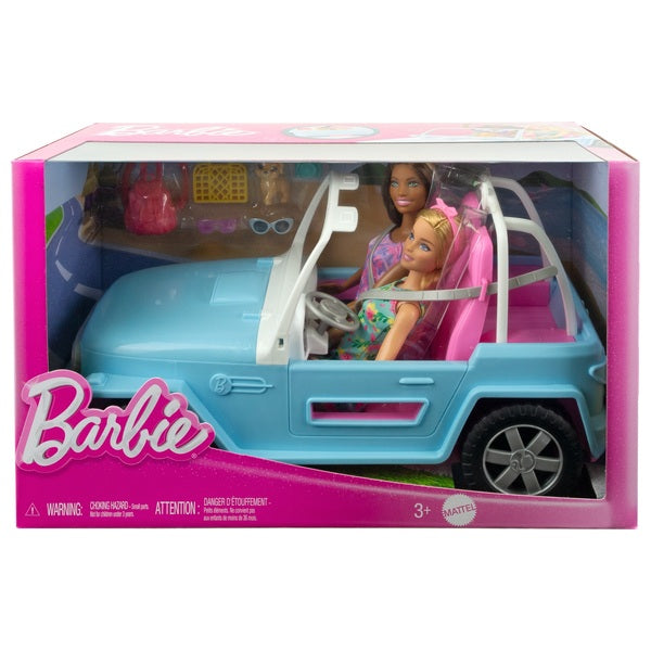 Car Barbie And Ken Dolls With Jeep Barbie Jeep With Dolls, Puppy
