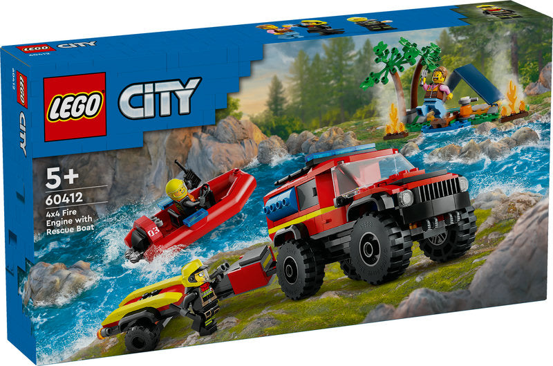 Lego® City 4X4 Fire Engine With Rescue Boat Toy 60412