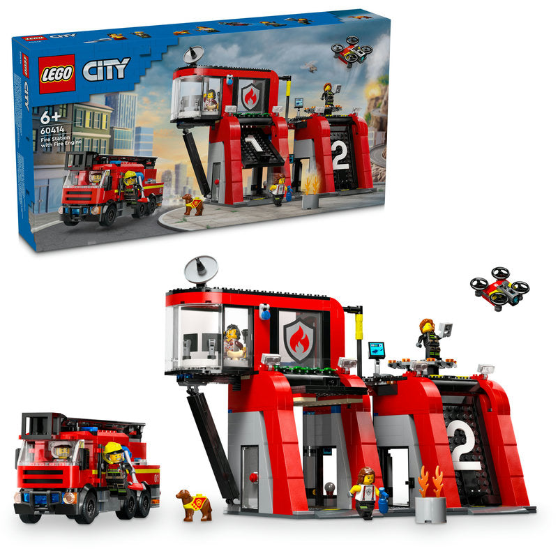 Lego® City Fire Station With Fire Engine Playset 60414