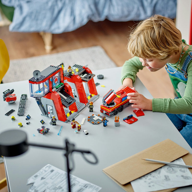 Lego® City Fire Station With Fire Engine Playset 60414