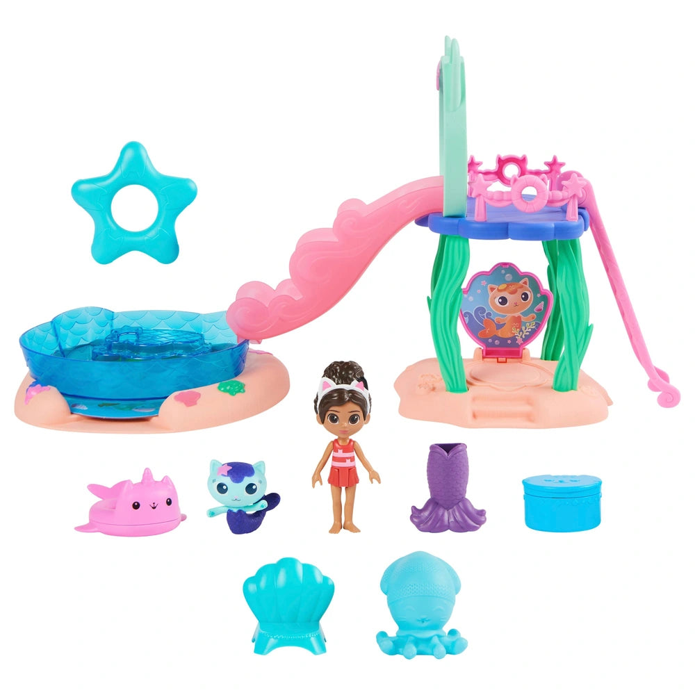 Gabby’s Dollhouse, Purr-Ific Pool Playset With Gabby And Mercat Figures