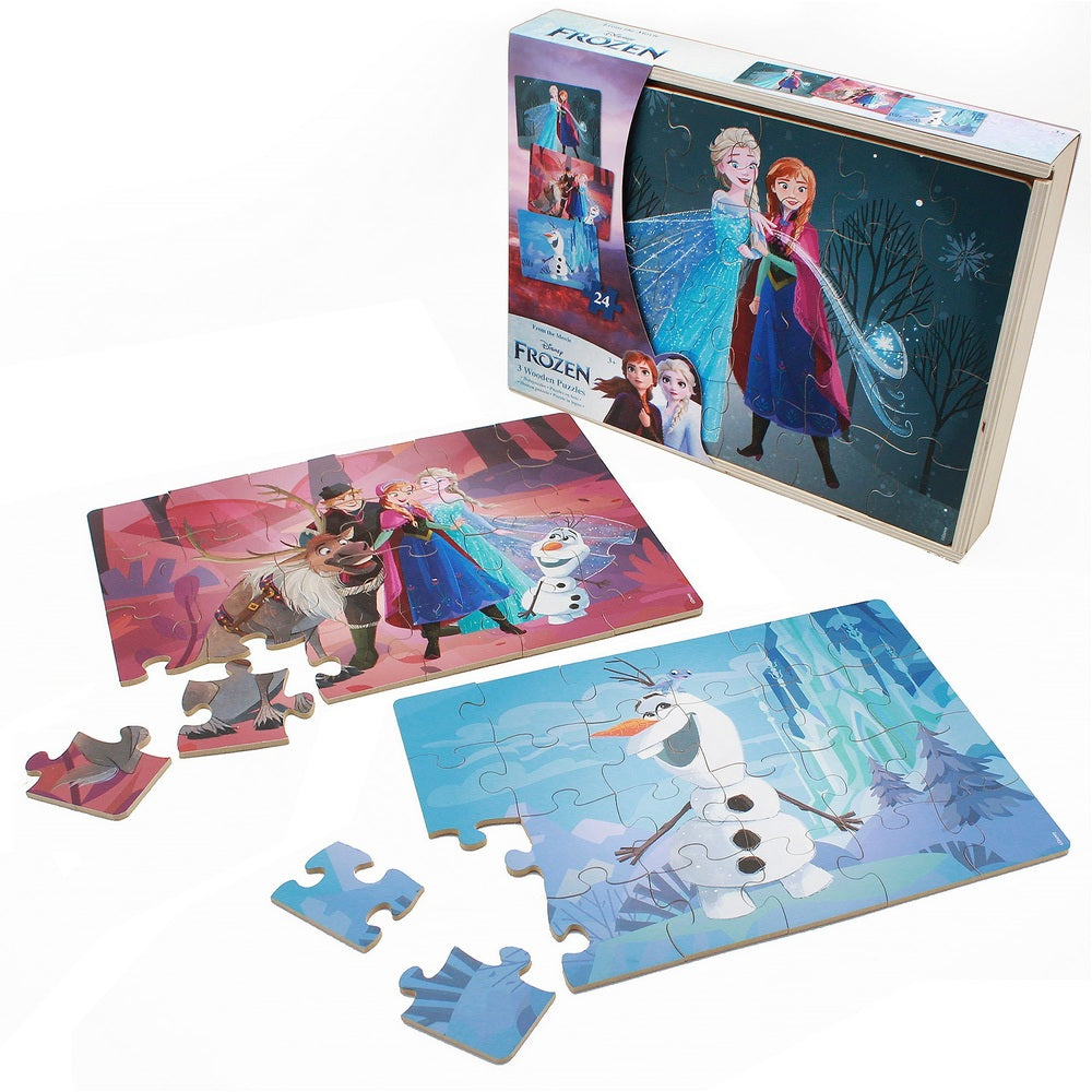 Disney Frozen Wooden Puzzle 3 Pack In Storage Tray Assortment