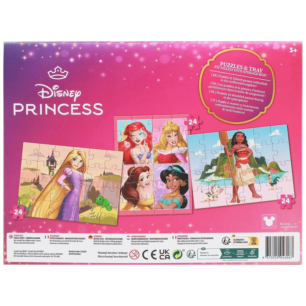 Disney Princess Wooden Puzzles 3 Pack In Storage Tray Assortment