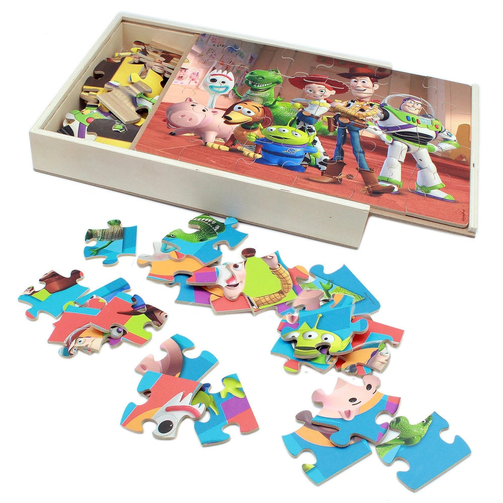 Disney Toy Story 24 Piece Wooden Puzzles 3 Pack With Storage Tray