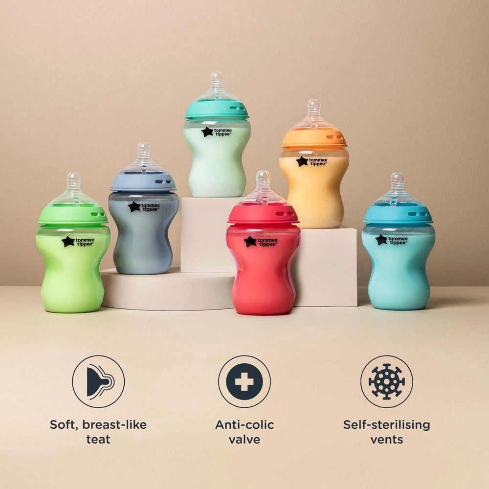 Tommee Tippee Natural Start Anti-Colic Baby Bottle 260Ml 6 Pack Multicoloured