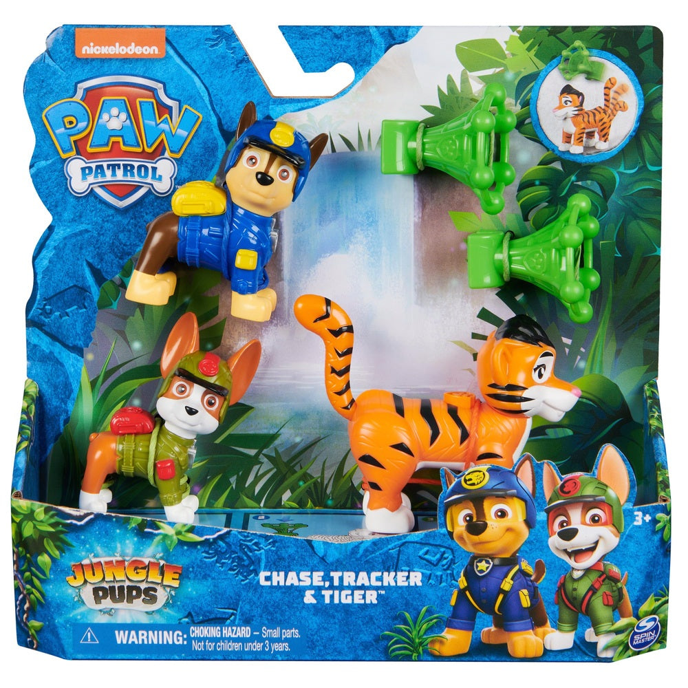 Paw Patrol Jungle Pups Figures 3 Pack Chase, Tracker And Tiger