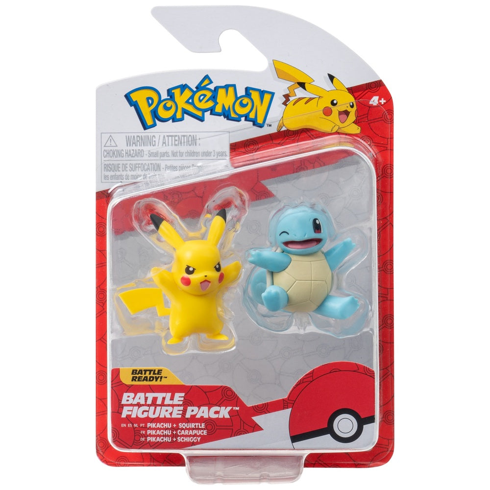 Pokémon Battle Figure First Partner 2 Pack - 5Cm Squirtle And Pikachu Battle Figures With Authentic Details