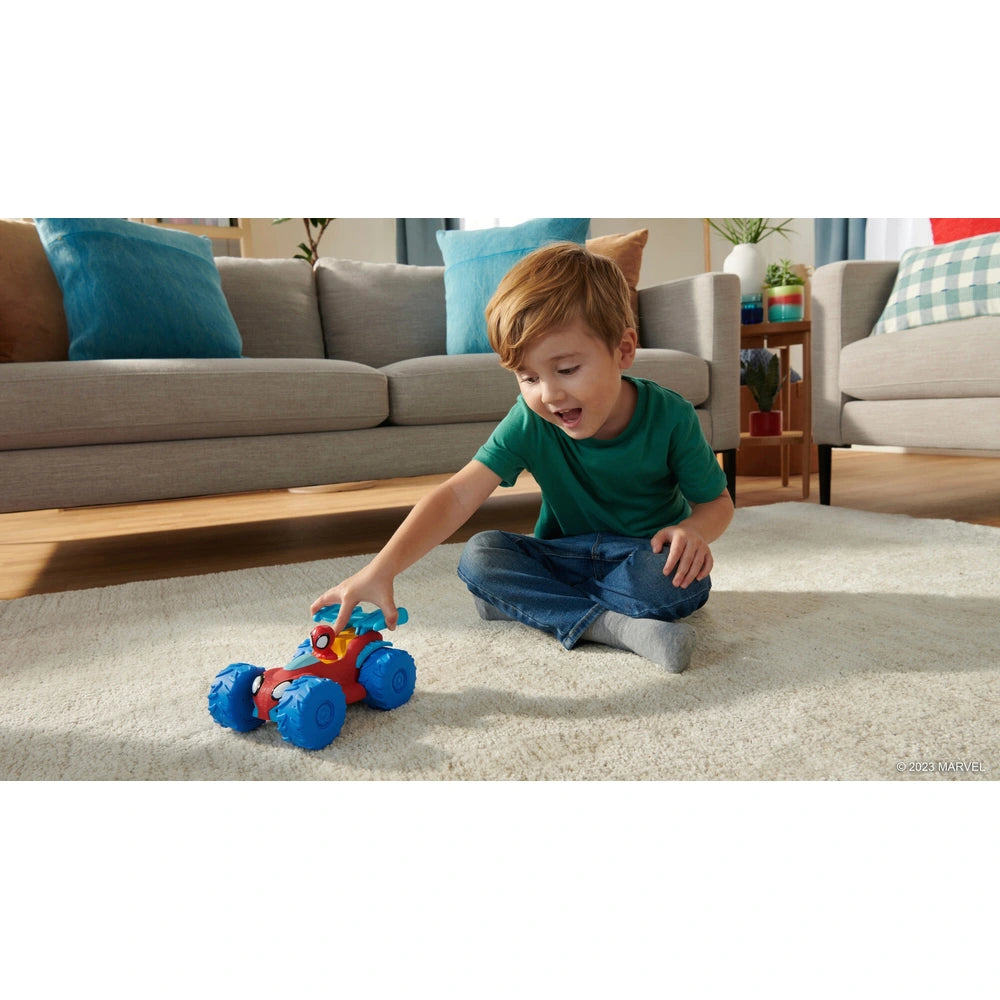 Marvel Spidey And His Amazing Friends Spidey Web Climber - 18Cm Rev Up Motor Vehicle That Climbs Obstacles