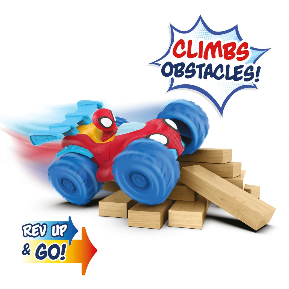 Marvel Spidey And His Amazing Friends Spidey Web Climber - 18Cm Rev Up Motor Vehicle That Climbs Obstacles