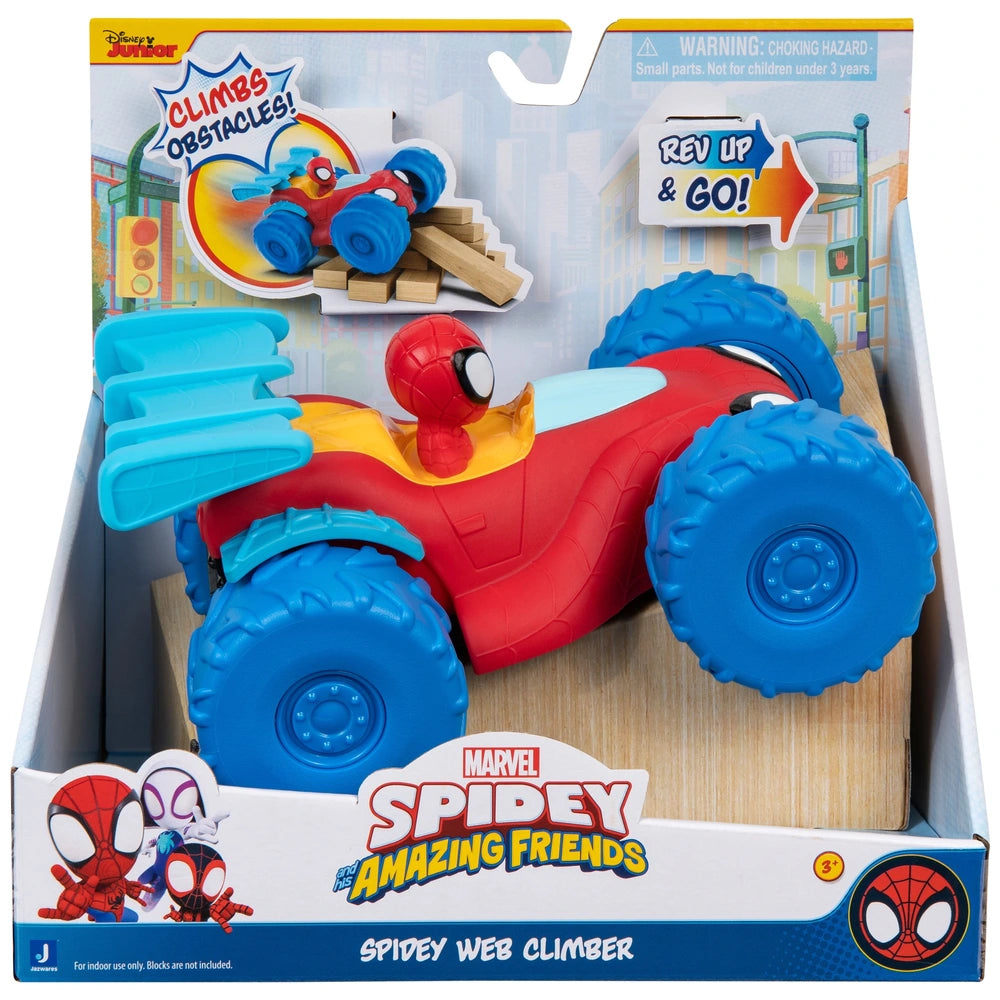 Marvel Spidey And His Amazing Friends Spidey Web Climber - 18Cm Rev Up Motor Vehicle That Climbs Obstacles