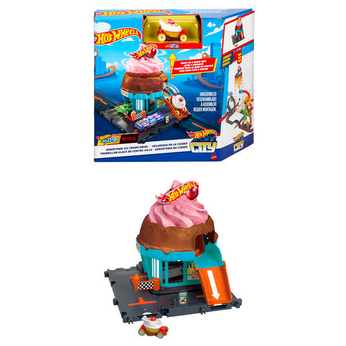 Hot Wheels City Let's Race Netflix - Downtown Ice Cream Swirl Playset