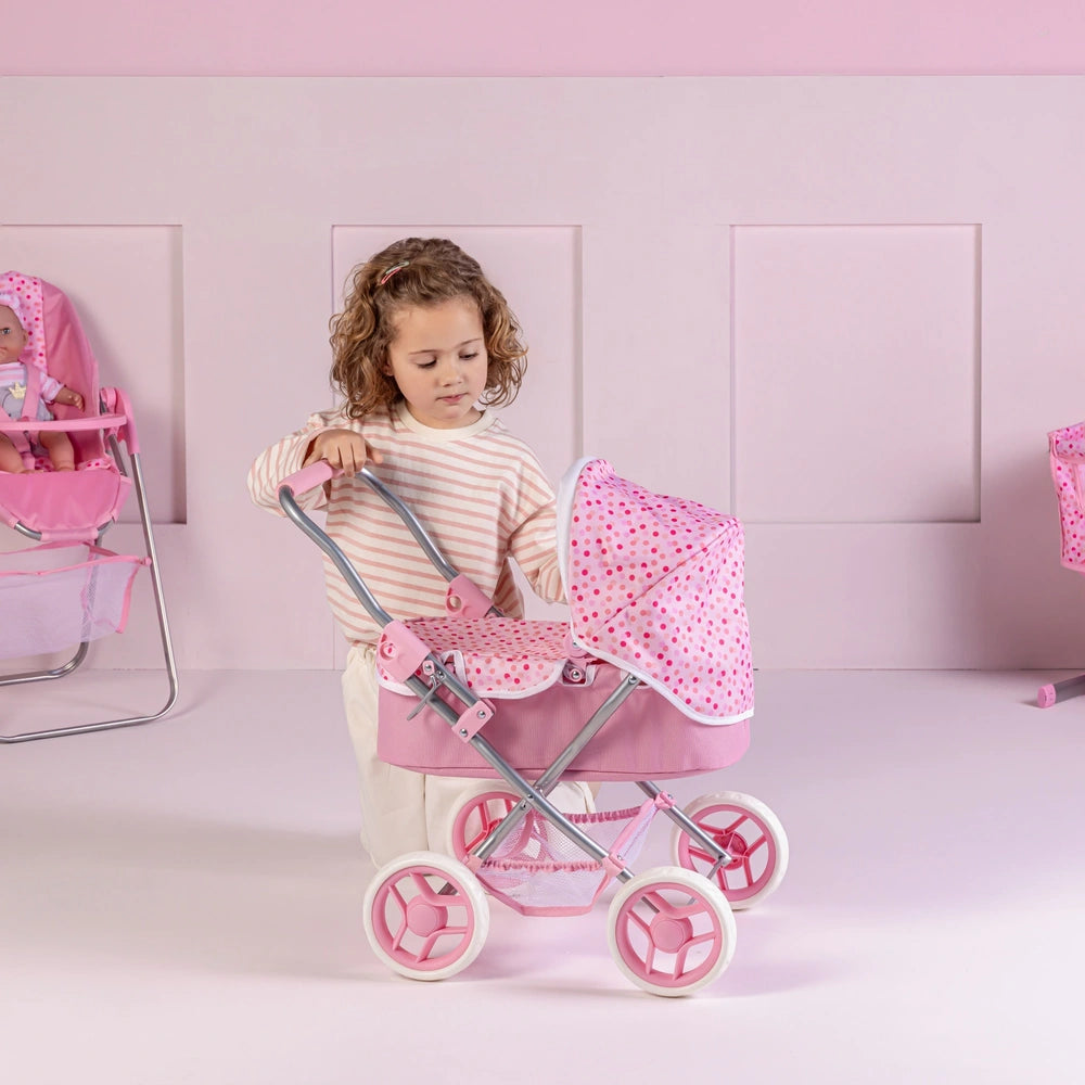 Ivy & Lily Baby Doll Pram In Pink Spot Print