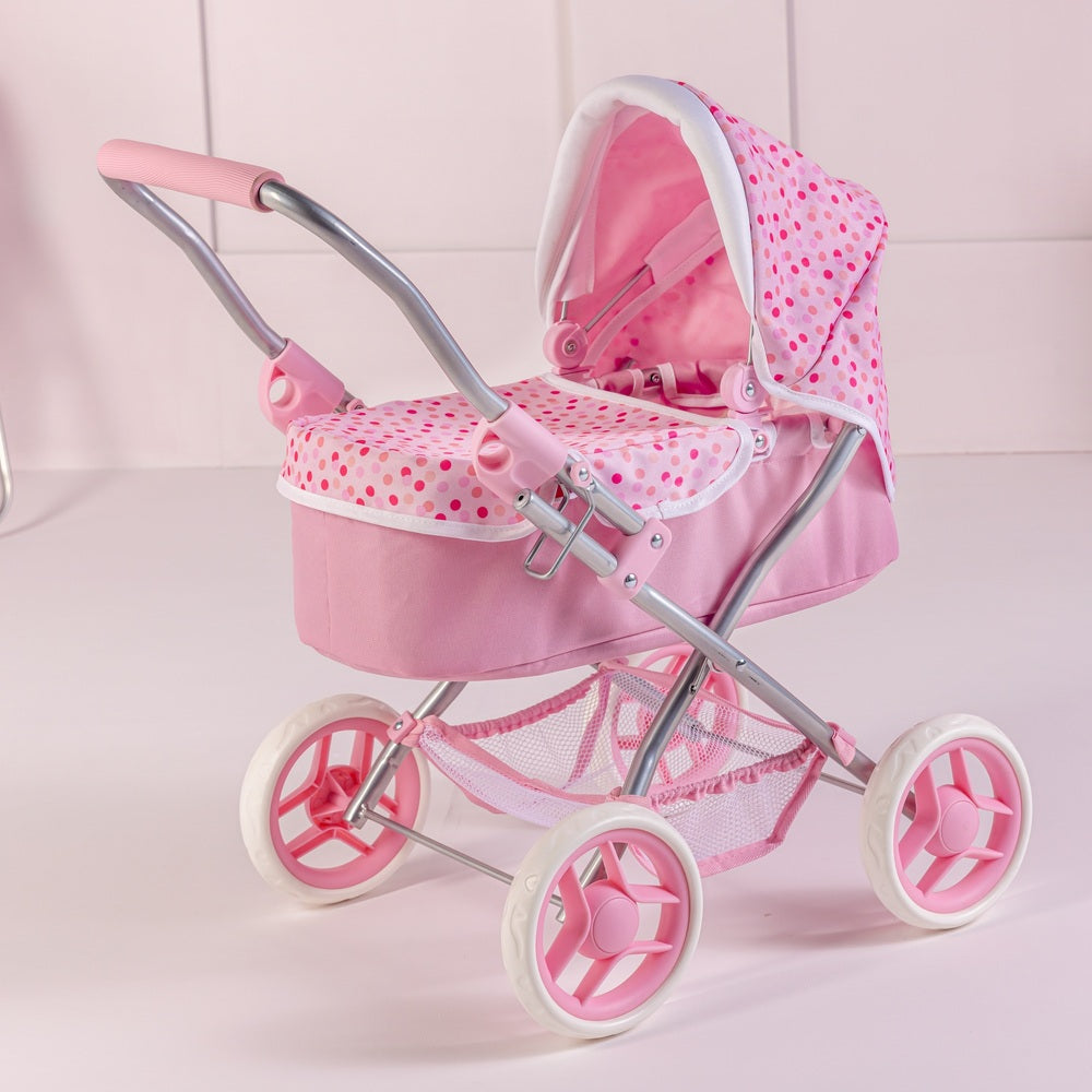 Rosie Doll Pram In Pink Spot Print