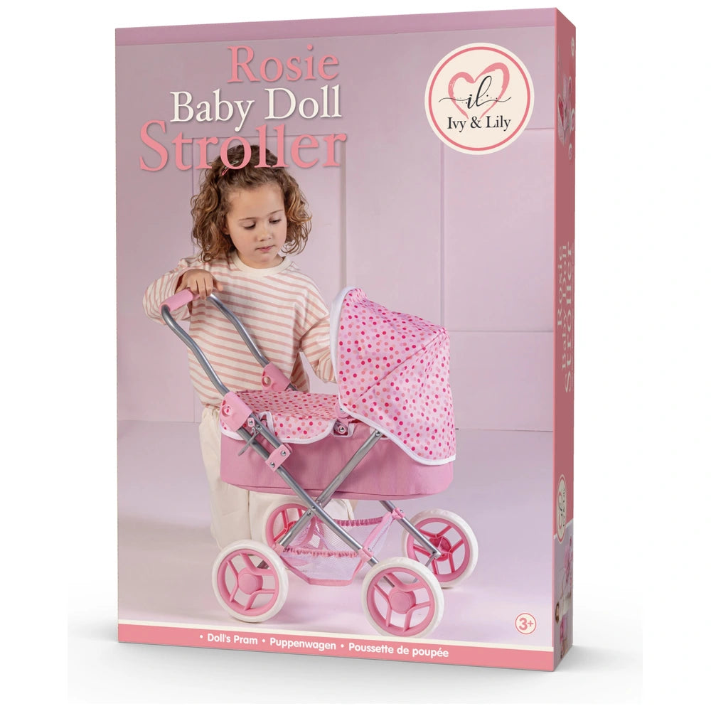 Rosie Baby Doll Pram In Pink Spot Print