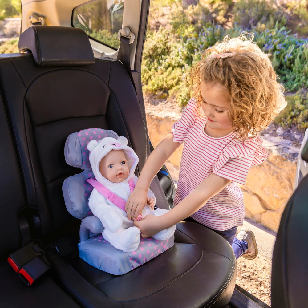 Ivy & Lily Baby Doll Car Seat Pink & Grey