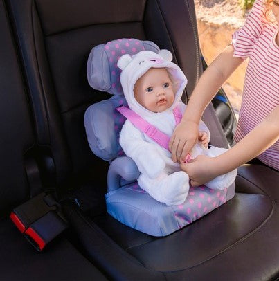 Doll Car Seat In Pink And Grey