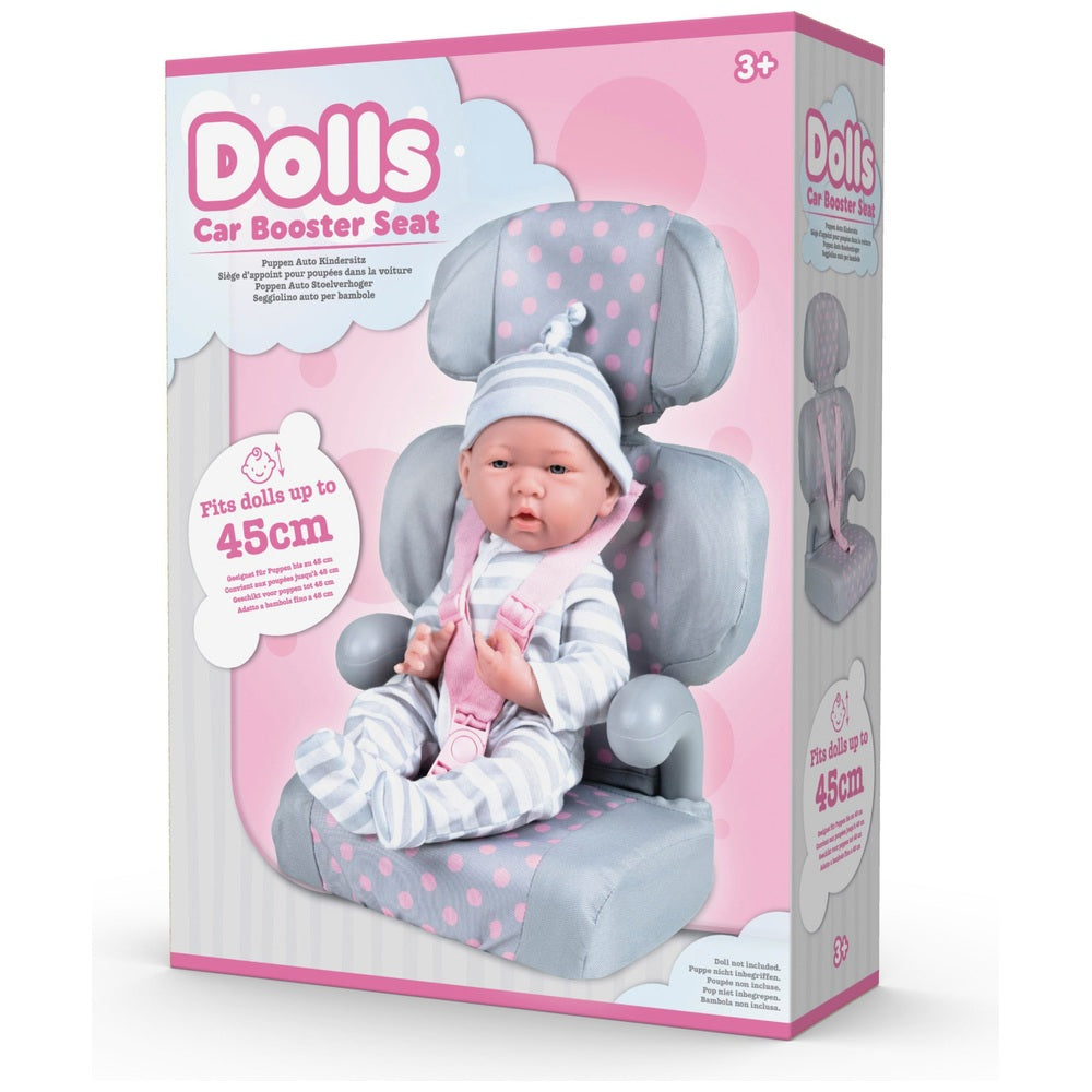 Doll Car Seat In Pink And Grey