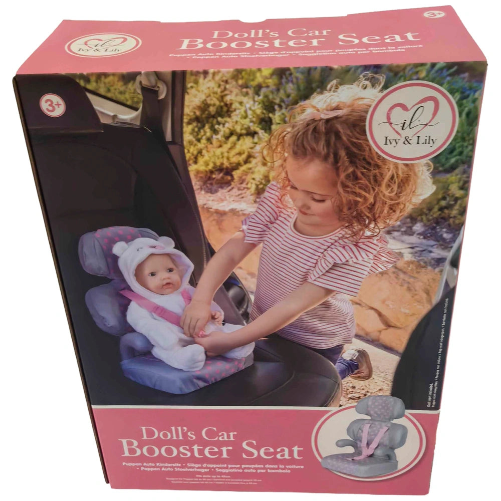 Ivy & Lily Baby Doll Car Seat Pink & Grey