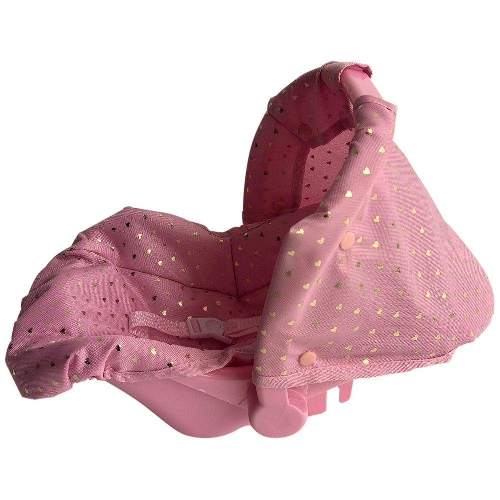 Doll Carrier And Car Seat In Pink Love Heart Print