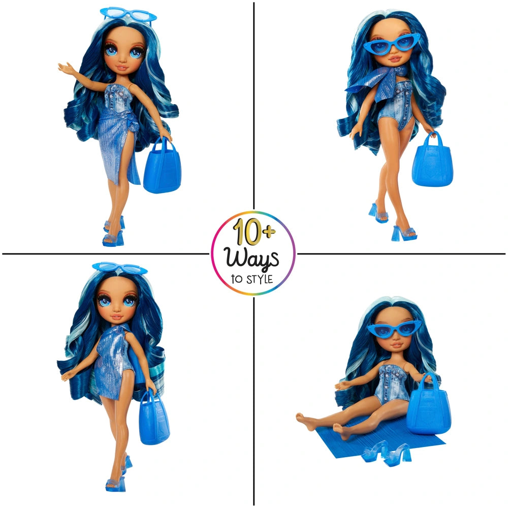 Rainbow High Swim & Style  Fashion Doll For Sidekick- Skyler (Blue)