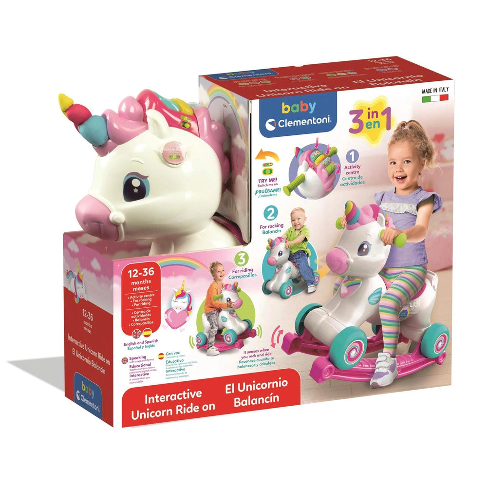 Baby Clementoni 3-In-1 Interactive Unicorn Ride On