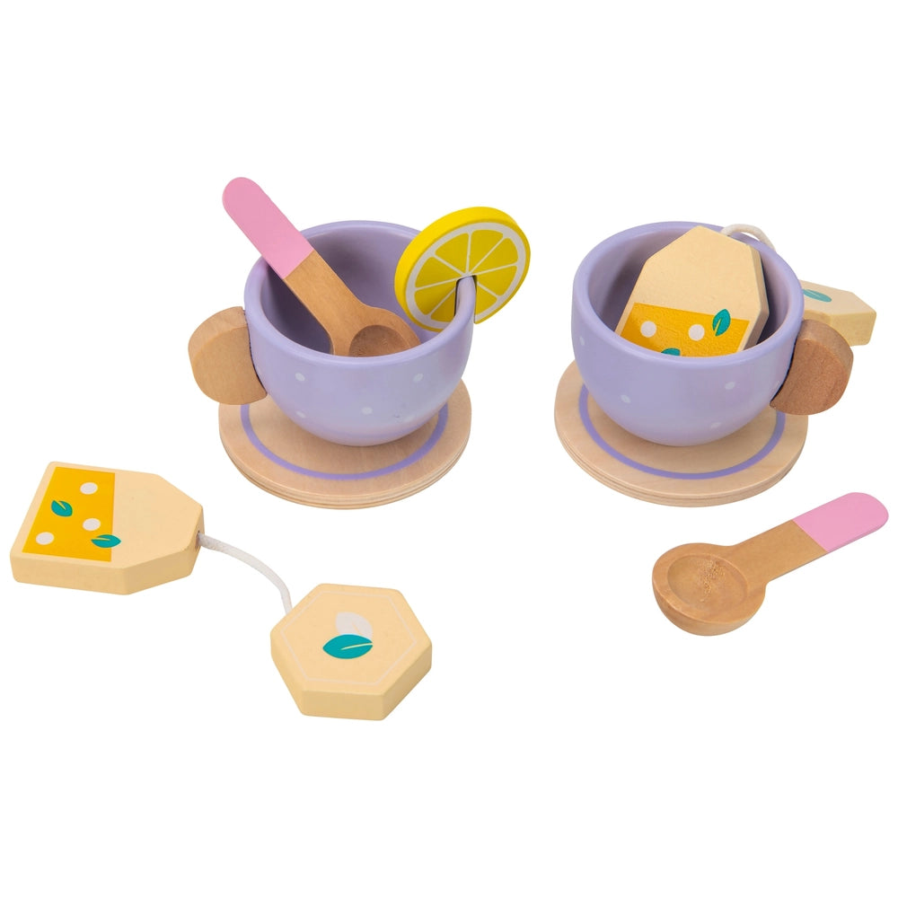 Kitchen Corner Wooden Tea Set 16 Pieces Pink