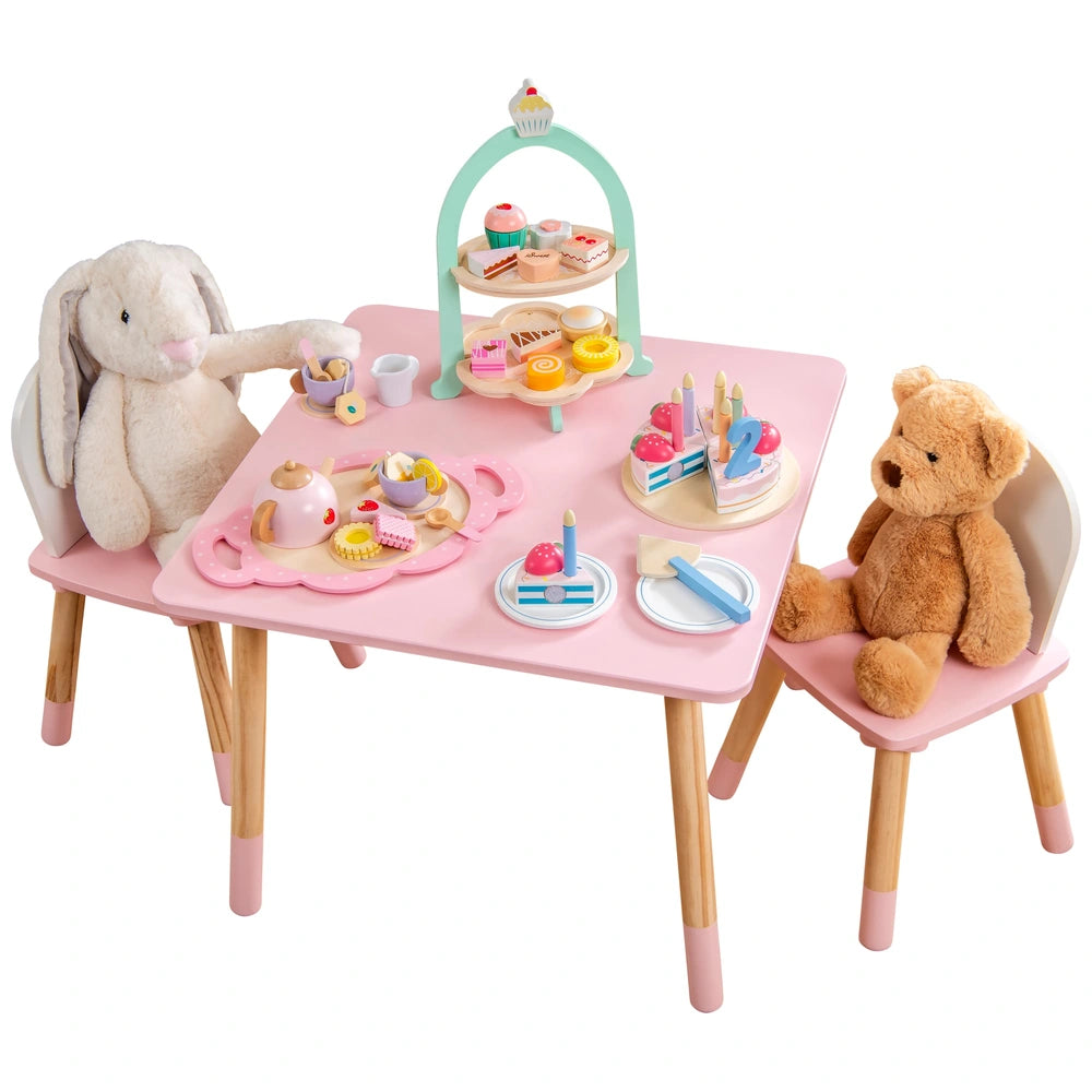 Kitchen Corner Wooden Tea Set 16 Pieces Pink