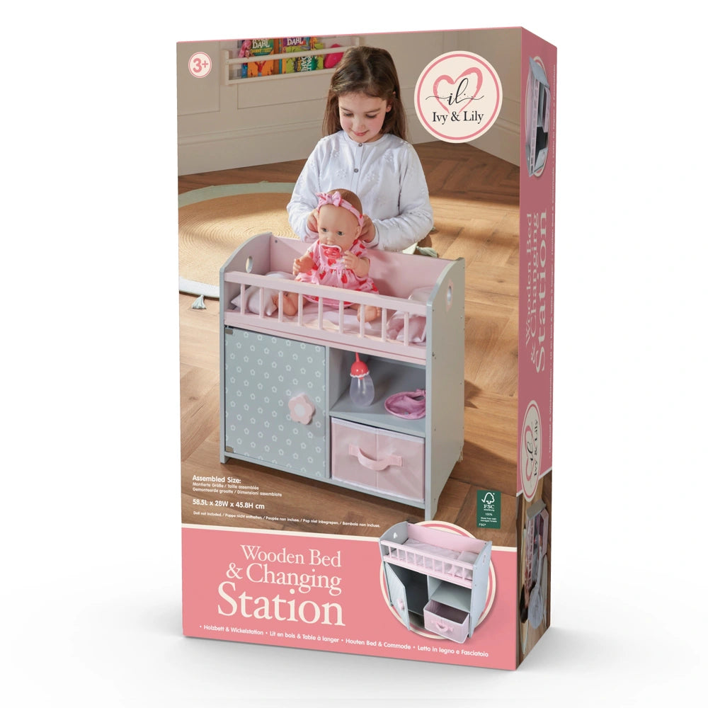 Ivy & Lily Wooden Baby Doll Bed And Changing Station