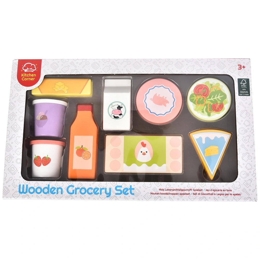 Kitchen Corner Wooden Groceries Play Food Set 9 Pieces