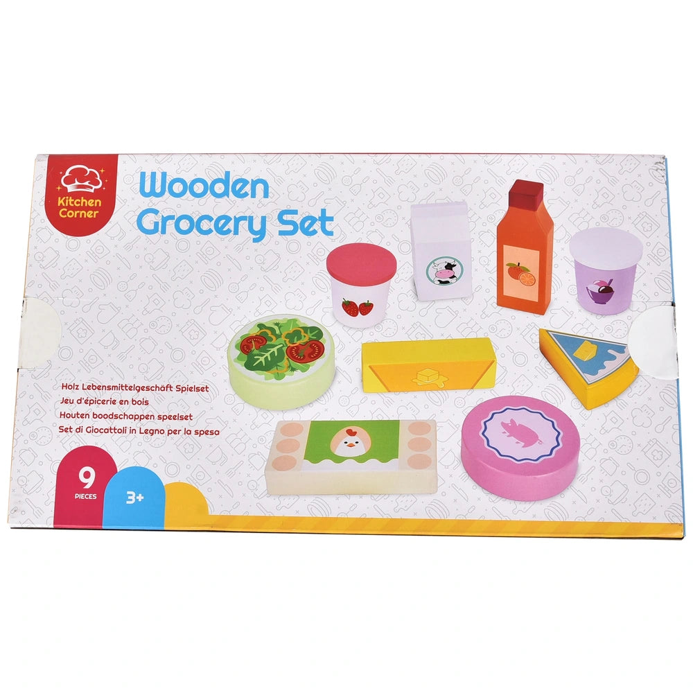 Kitchen Corner Wooden Groceries Play Food Set 9 Pieces