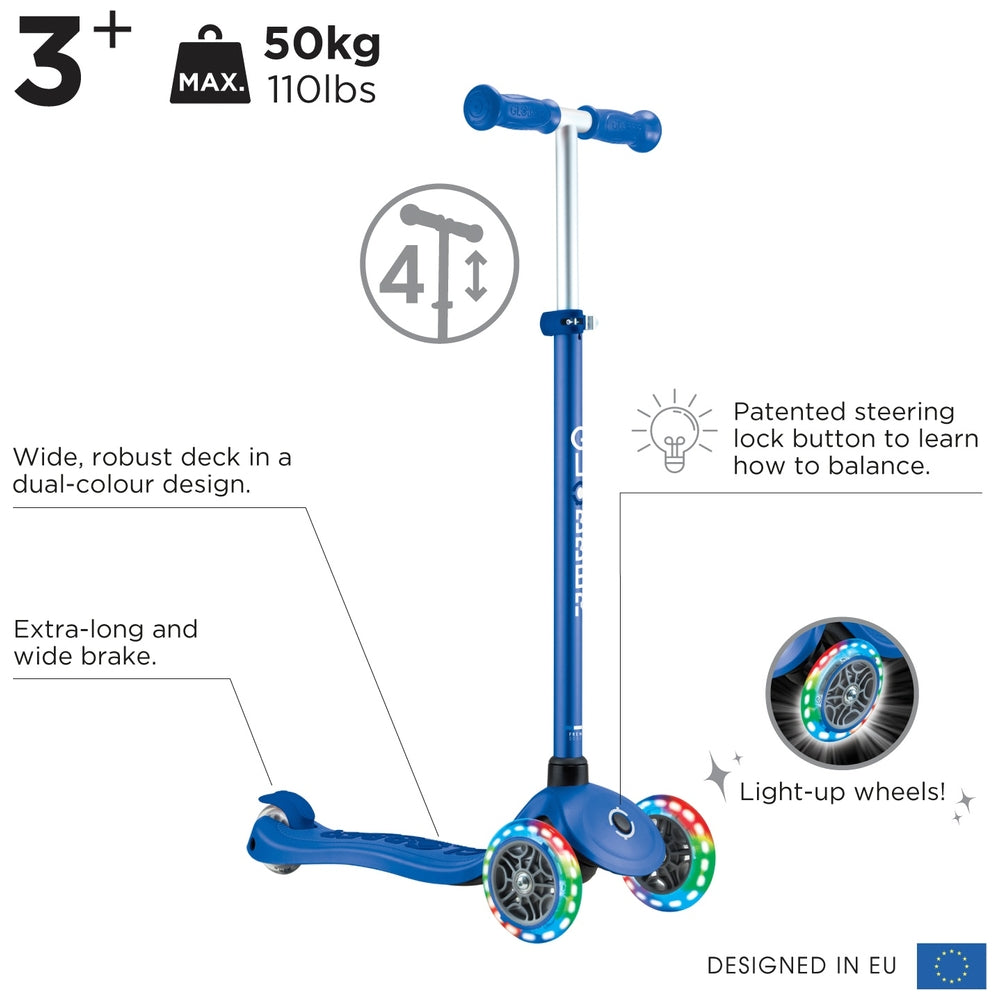 Globber Primo Plus Lights Navy Blue Scooter