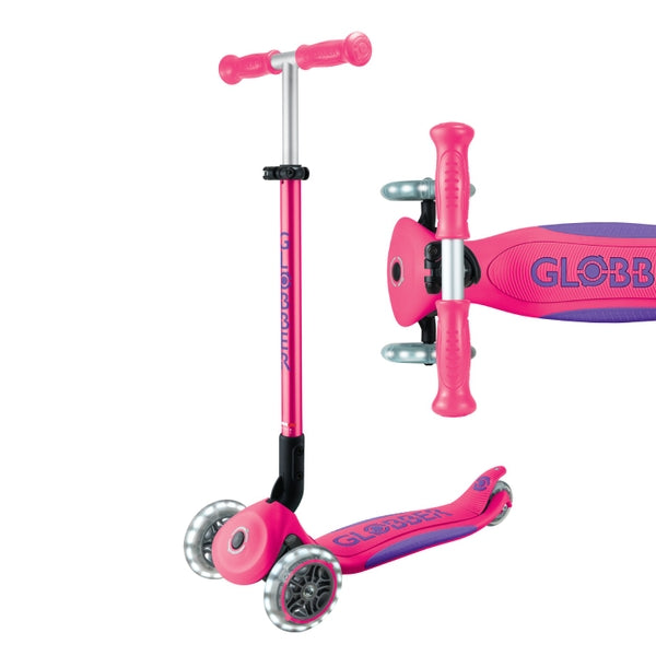 Globber Primo Foldable Plus Lights Scooter Pink