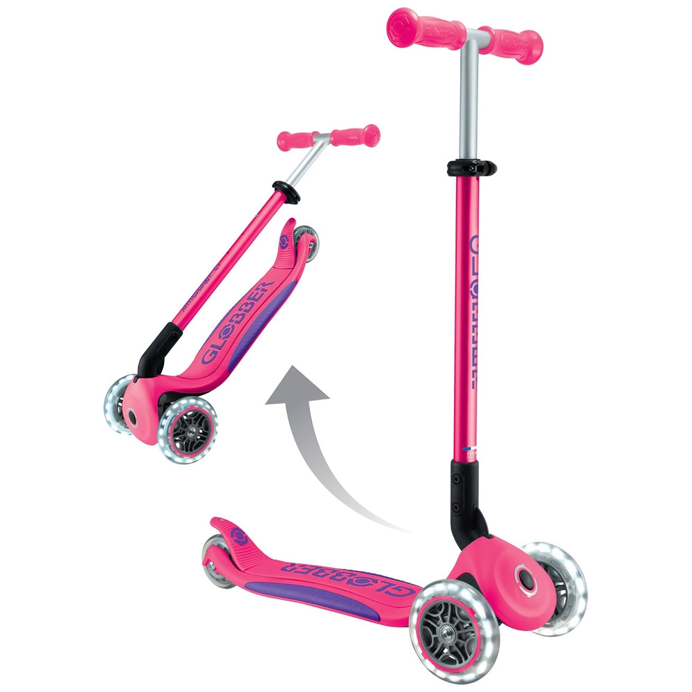 Globber Primo Foldable Plus Lights Scooter Pink