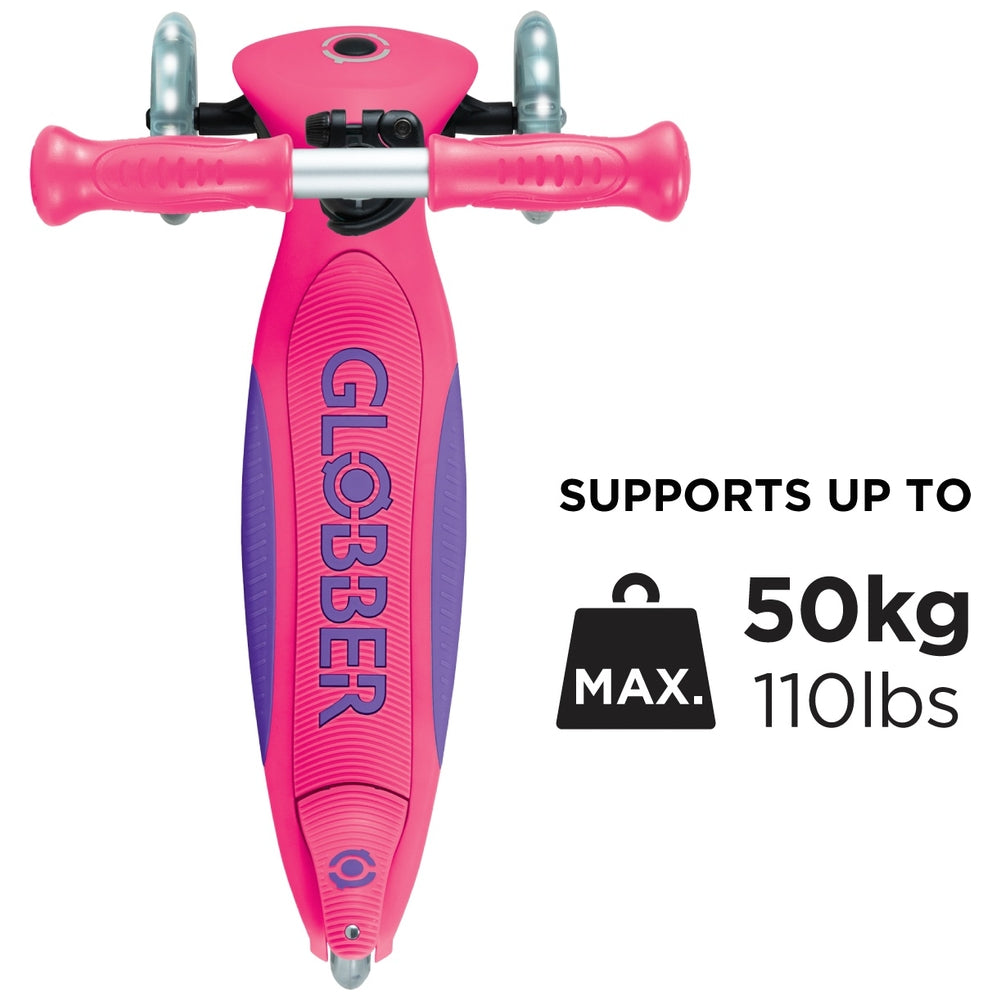 Globber Primo Foldable Plus Lights Scooter Pink