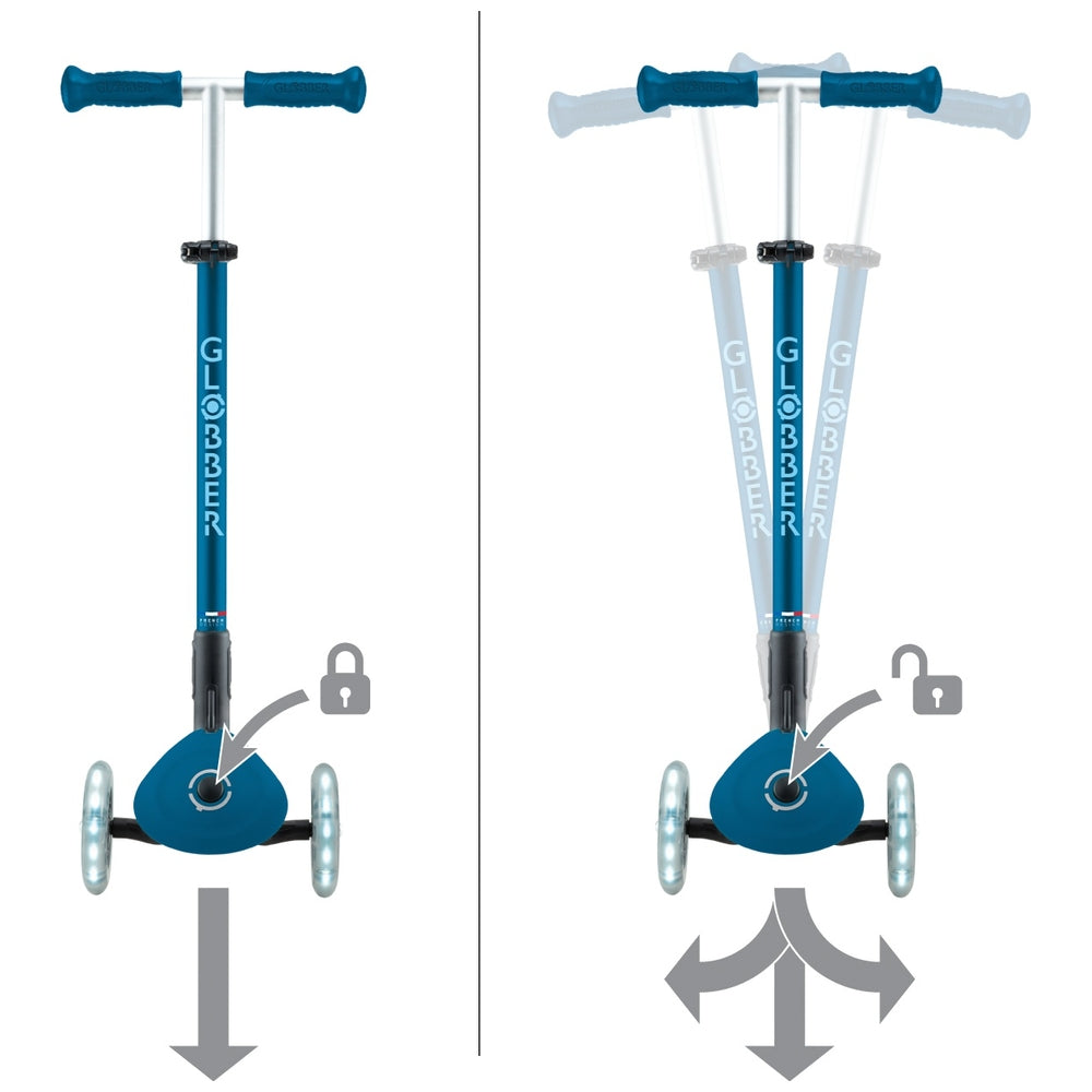 Globber Primo Foldable Plus Lights Scooter Navy Blue
