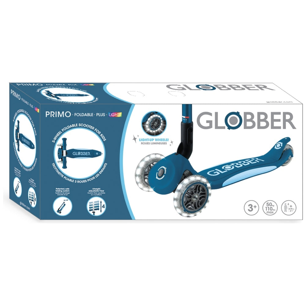 Globber Primo Foldable Plus Lights Scooter Navy Blue