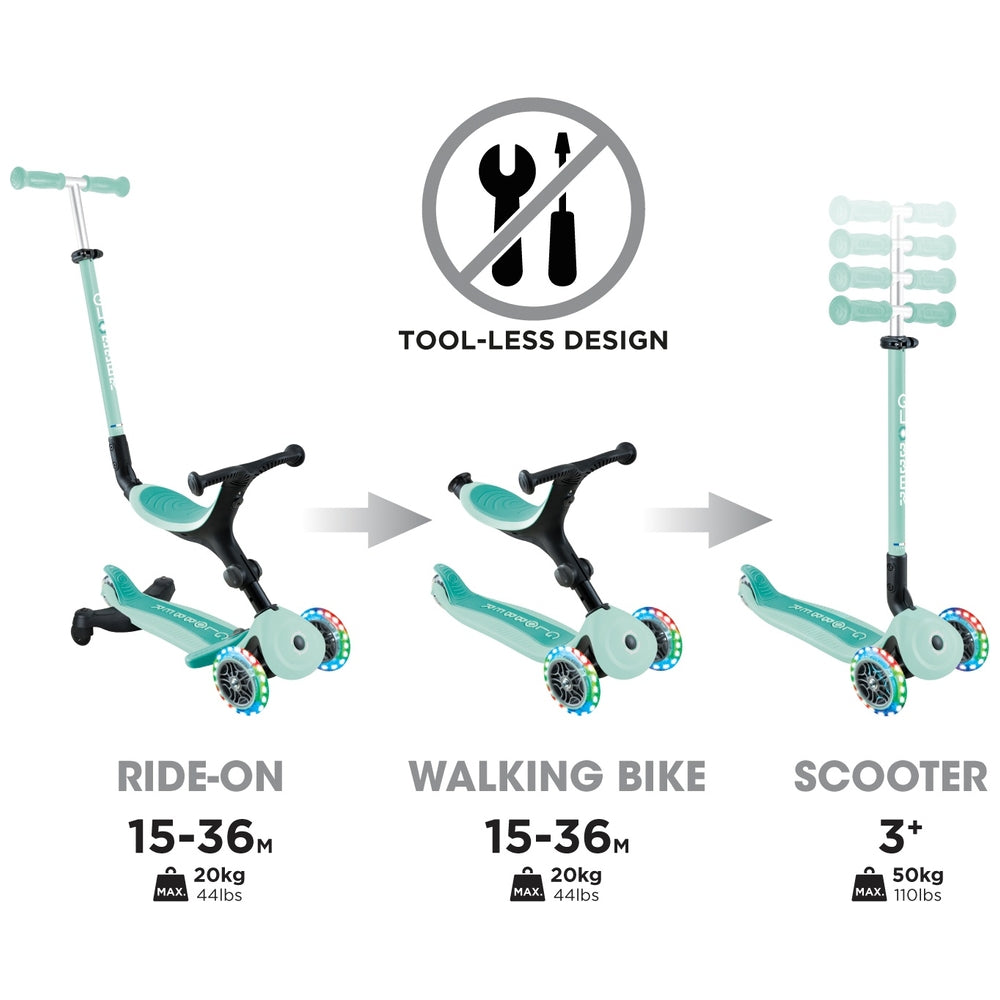 Globber Go Up Active 360° Lights Mint Scooter