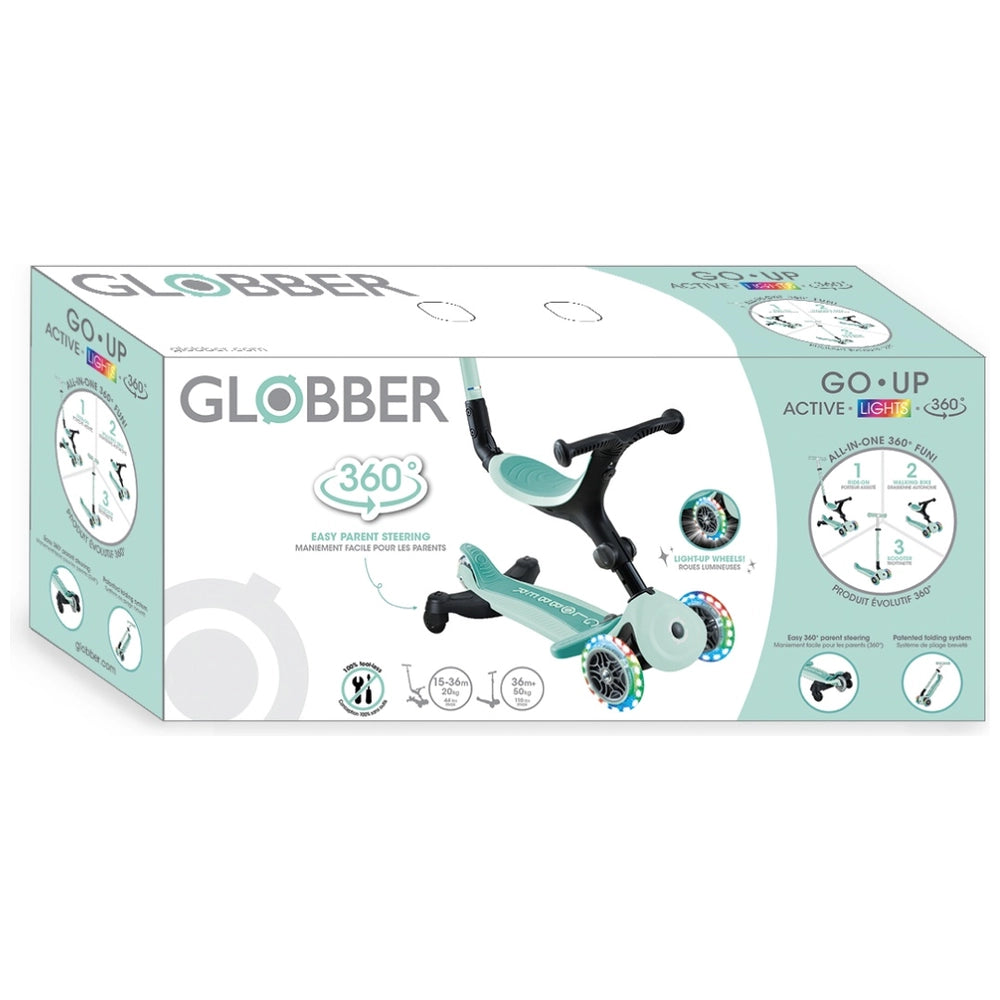 Globber Go Up Active 360° Lights Mint Scooter