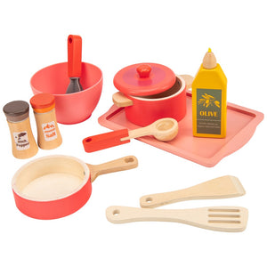 Kitchen Corner Wooden Cookware 12 Piece Playset