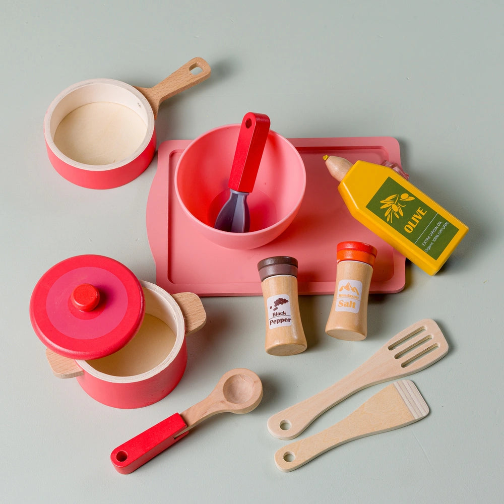 Kitchen Corner Wooden Cookware 12 Piece Playset