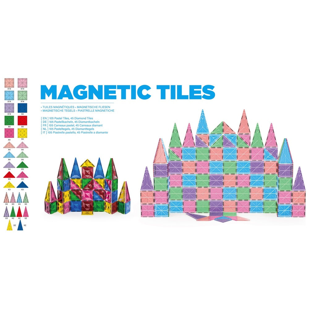 Magnetic Tiles 150-Piece Pastels & Diamonds Set