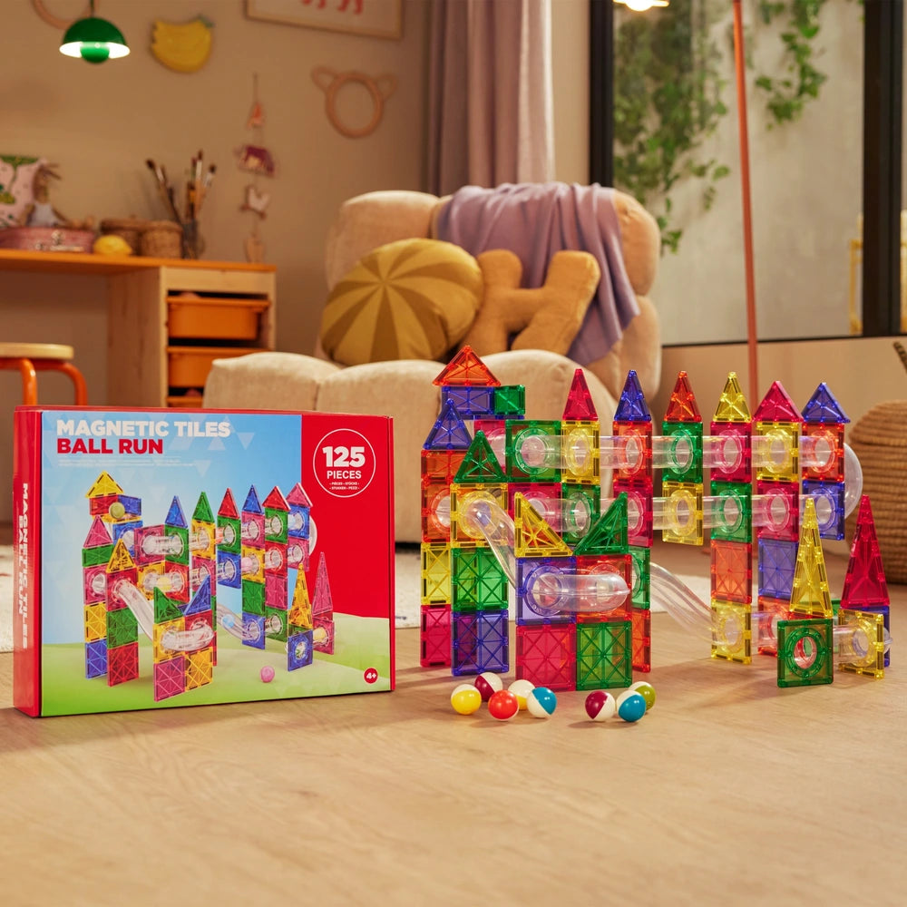 Magnetic Tiles 125-Piece Ball Run Set