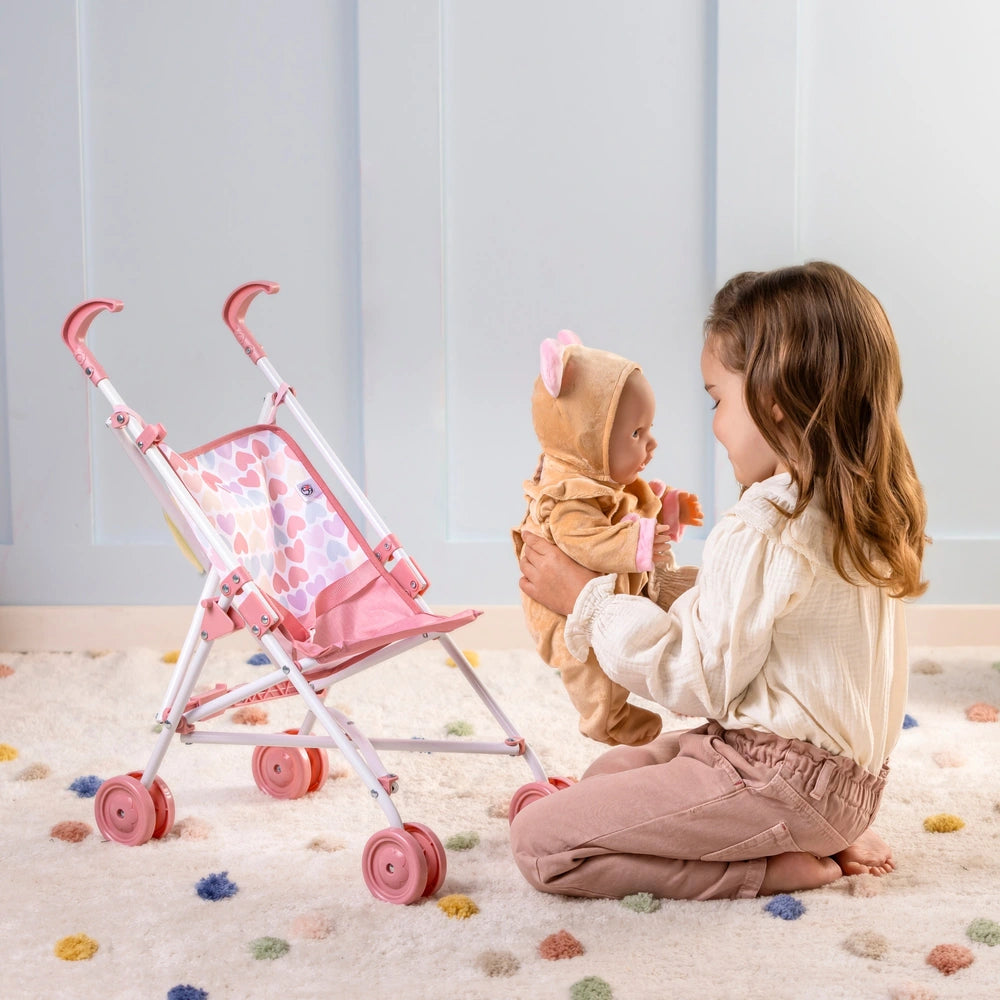 Ivy & Lily Baby Doll Umbrella Stroller Pink Heart Print