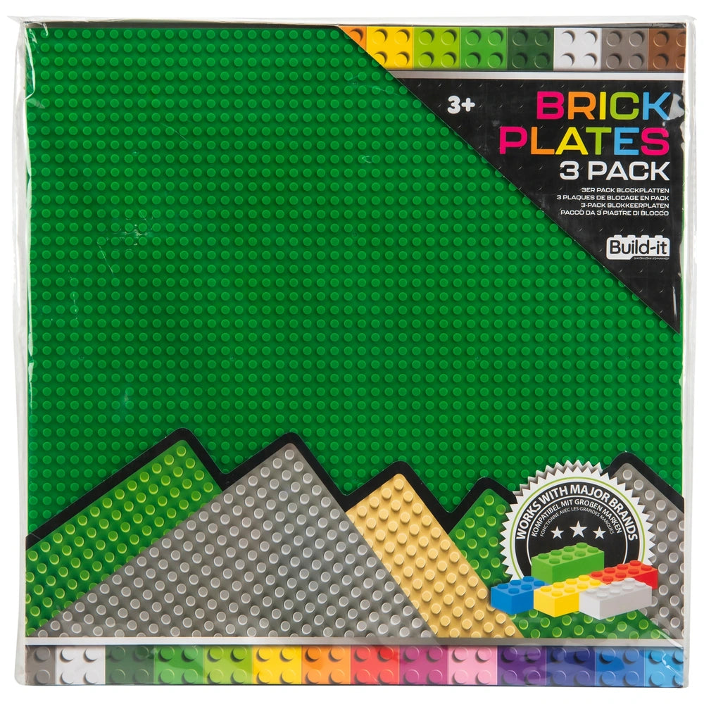 Build-It 3-Pack Large 48 X 48 Base Plates For Building Bricks
