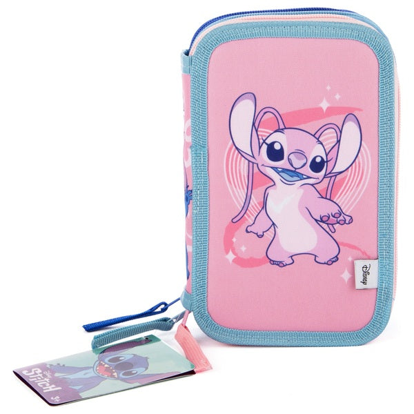 Disney Stitch And Angel Triple Layered Pencil Case