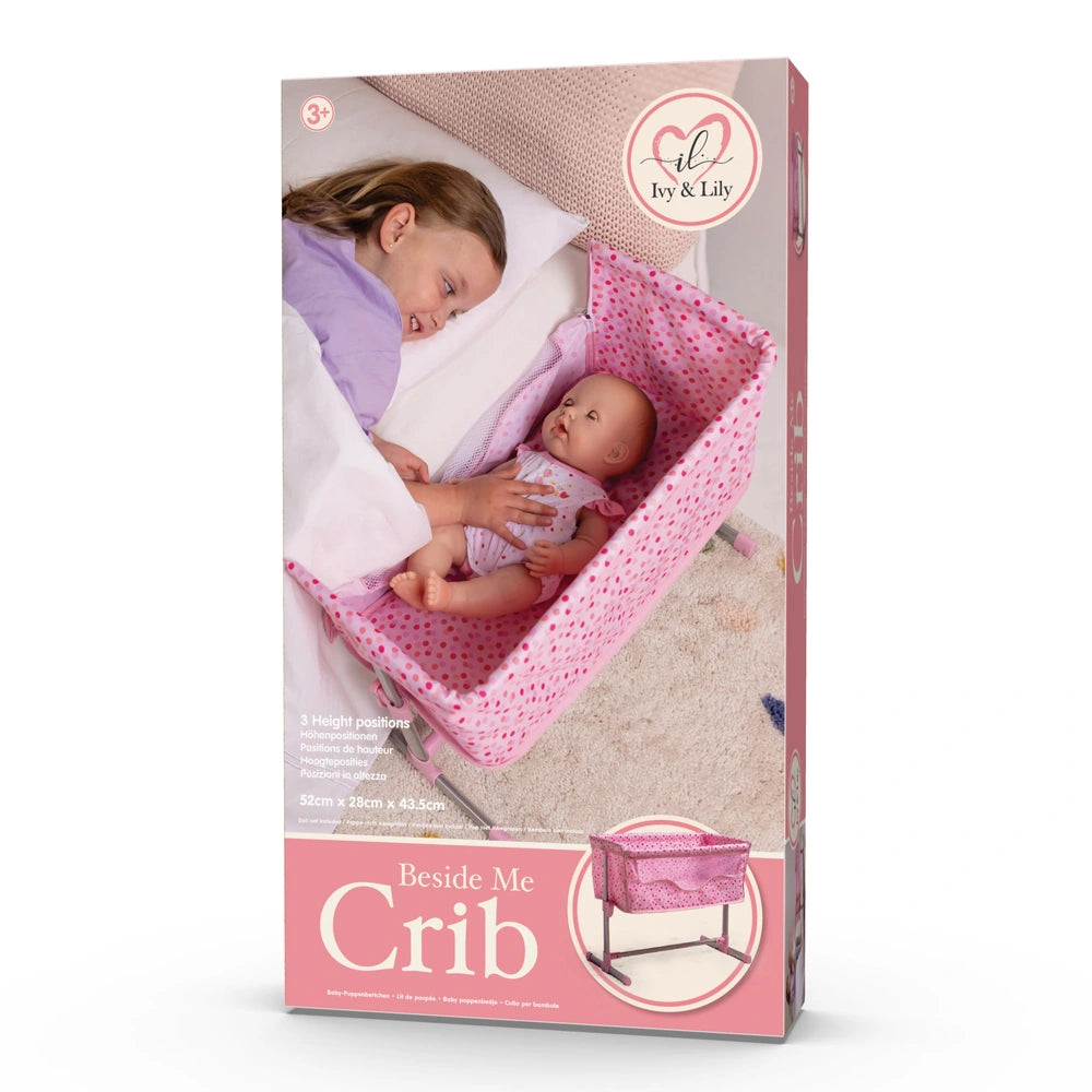 Ivy & Lily Baby Doll Bedside Crib With Pillow And Quilt