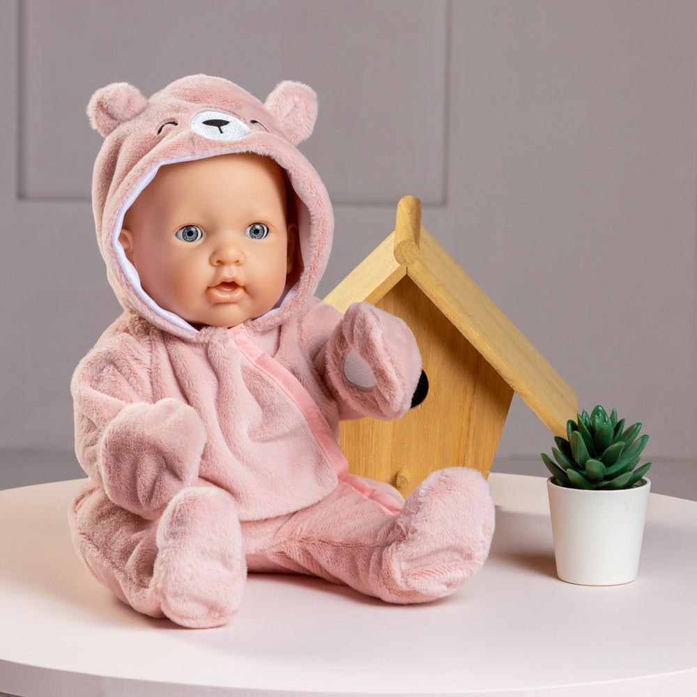 Ivy & Lily Cosy Bear Onesie Pink 43Cm