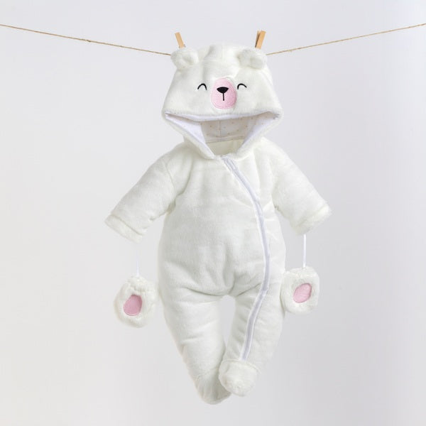 Ivy & Lily Cosy Bear Onesie White 43Cm